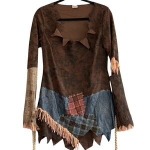 Fringe Patchwork Tunic Dress Spirit Costume Festival Boho Fairy Grunge S Cosplay